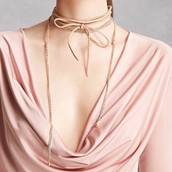 Ettika Tan Suede Wrap Choker Necklace - Picture 1 of 6